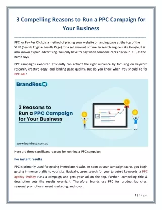 3 Compelling Reasons to Run a PPC Campaign for Your Business
