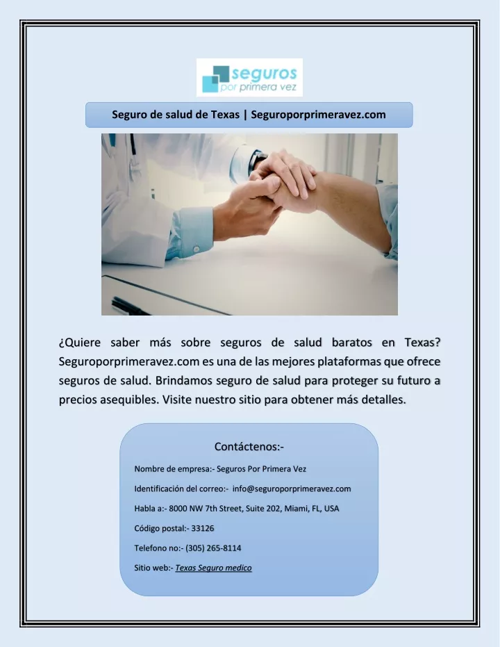 seguro de salud de texas seguroporprimeravez com