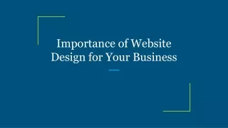 Importance of Website Design for Your Business