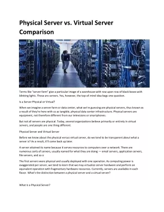 Physical Server vs. Virtual Server Comparison & Benefits