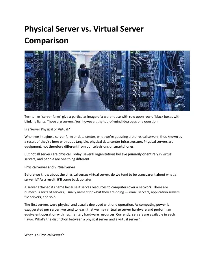 physical server vs virtual server comparison