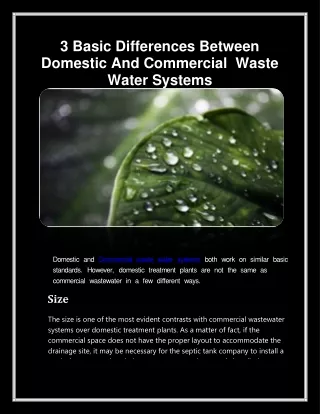 3 Basic Differences Between Domestic And Commercial Waste Water Systems---- (1)