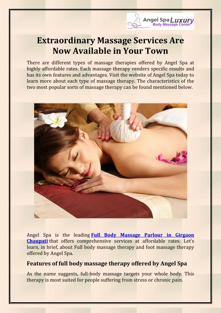 extraordinary massage services are now available