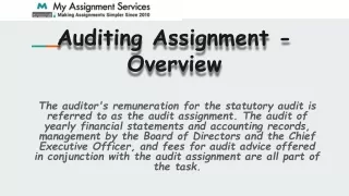 Auditing Assignment - Overview