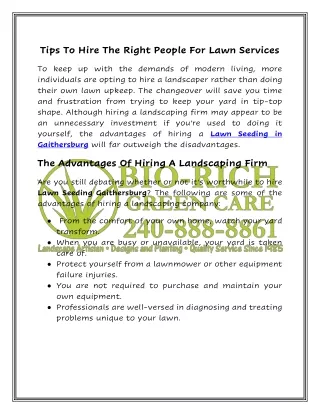 Tips To Hire The Right People For Lawn Services