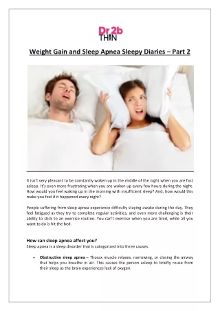 weight gain and sleep apnea sleepy diaries part 2