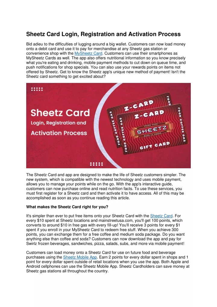sheetz card login registration and activation