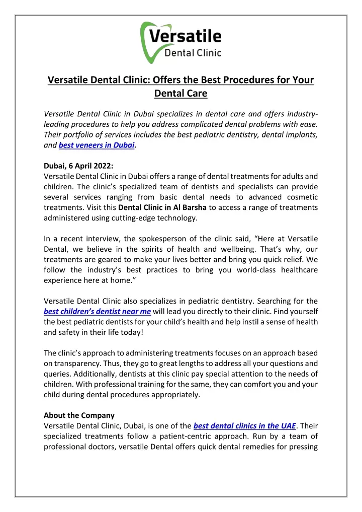 versatile dental clinic offers the best