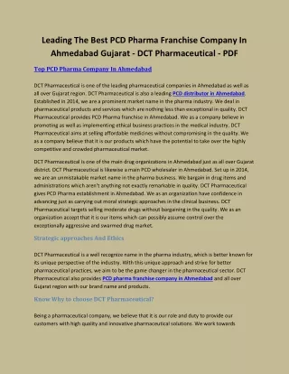 Leading The Best PCD Pharma Franchise Company In Ahmedabad Gujarat