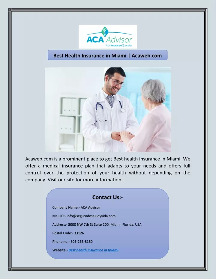 best health insurance in miami acaweb com