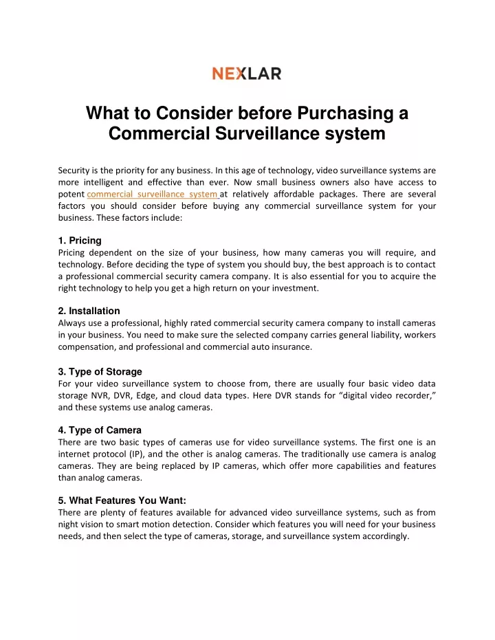 what to consider before purchasing a commercial