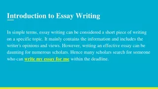 introduction to essay writing