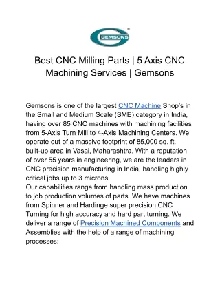 best cnc milling parts 5 axis cnc machining
