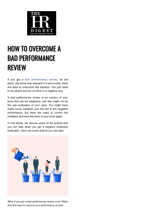 how to overcome a bad performance review