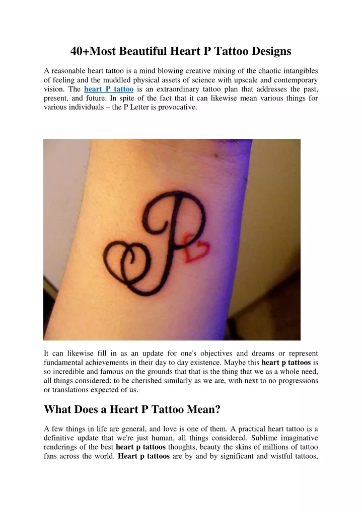 40 most beautiful heart p tattoo designs