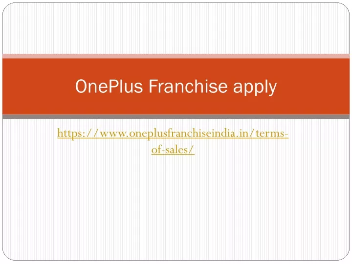oneplus franchise apply