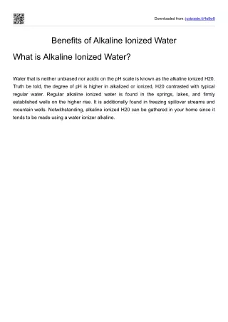 Benefits of Alkaline Ionized Water