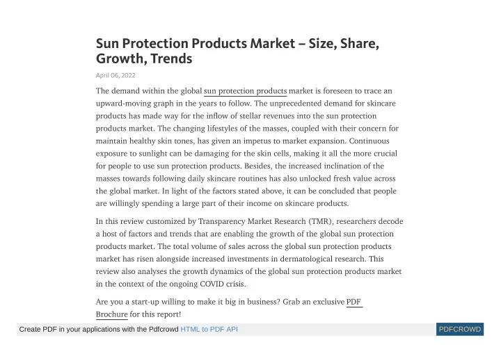 sun protection products market size share growth