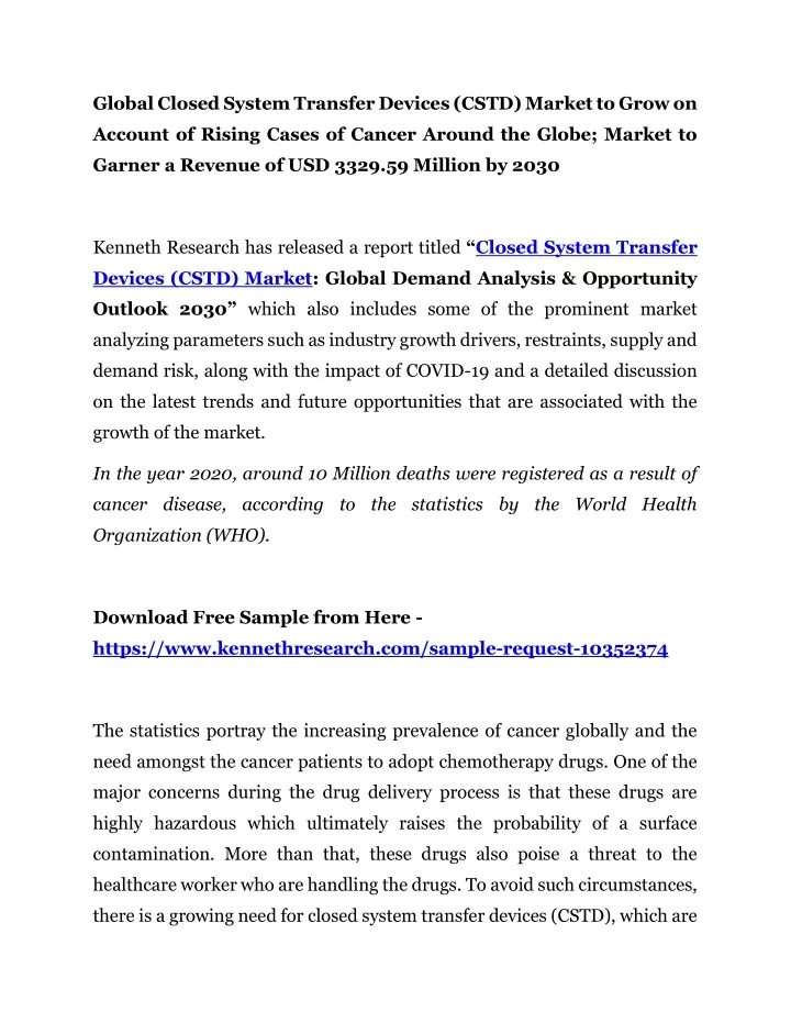 global closed system transfer devices cstd market