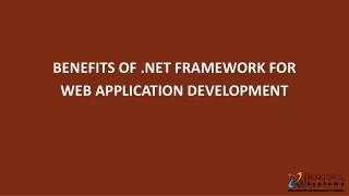 benefits of net framework for web application development