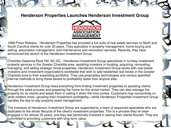 henderson properties launches henderson