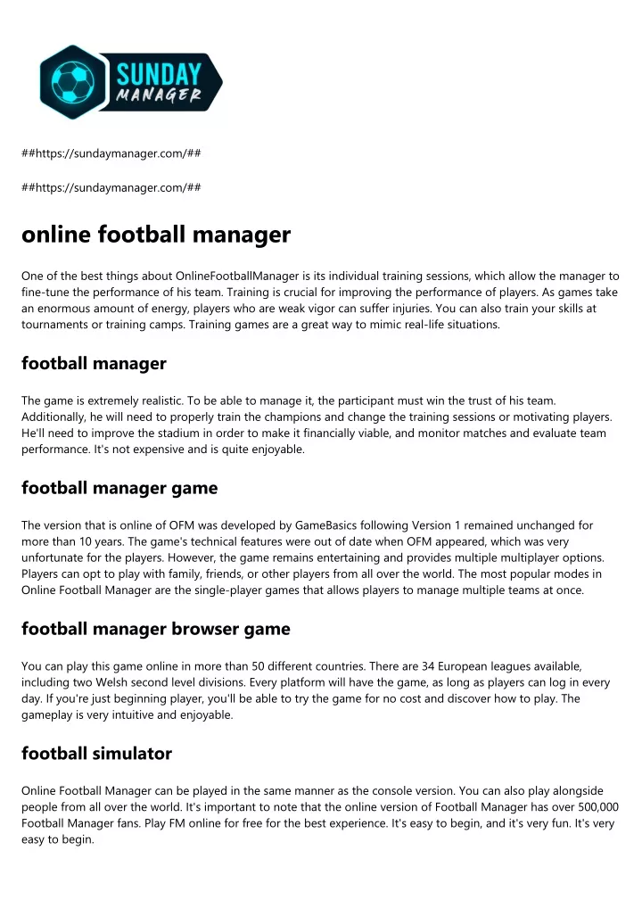 presentation football manager