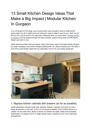 13 Small Kitchen Design Ideas That Make a Big Impact | Modular Kitchen In Gurgao