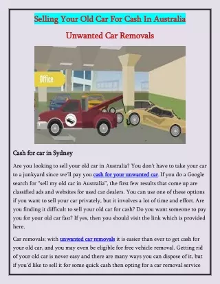 Selling Your Old Car For Cash In Australia