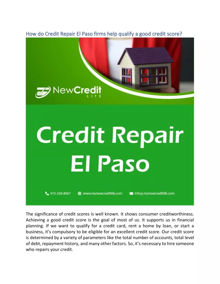 how do credit repair el paso firms help qualify