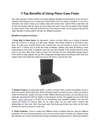 3 Top Benefits of Using Plano Case Foam
