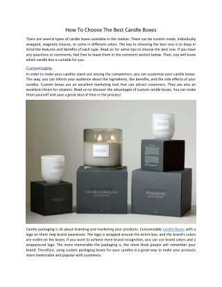 How To Choose The Best Candle Boxes