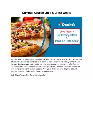 Dominos Coupon Code & Latest Offers