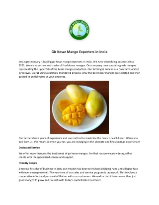 Gir Kesar Mango Exporters in India