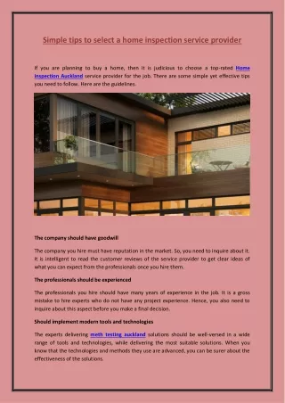 simple tips to select a home inspection service