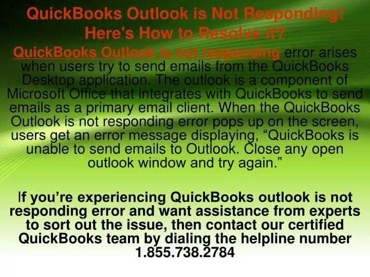 quickbooks outlook is not responding here s how to resolve it