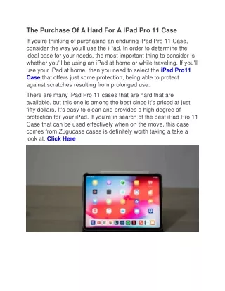 The Purchase Of A Hard For A IPad Pro 11 Case