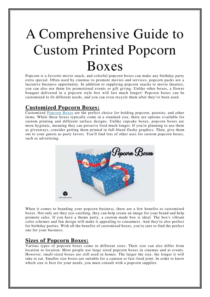 a comprehensive guide to custom printed popcorn