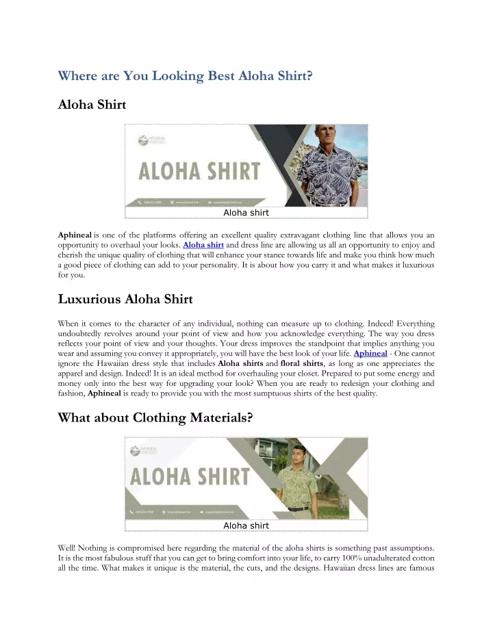 where are you looking best aloha shirt