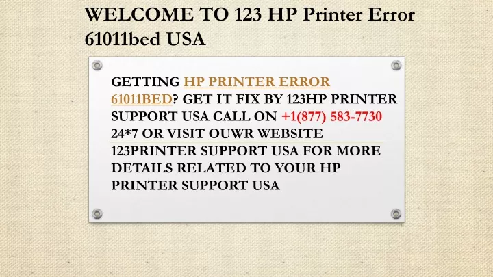 welcome to 123 hp printer error 61011bed usa