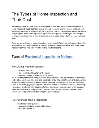 _The Types of Home Inspection and their Cost