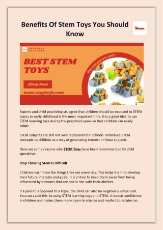 Benefits Of Stem Toys You Should Know