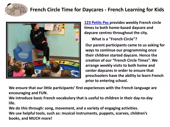 french circle time for daycares french learning