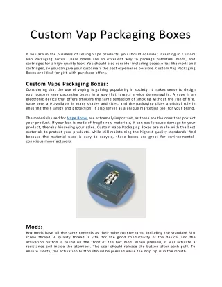 Custom Vap Packaging Boxes