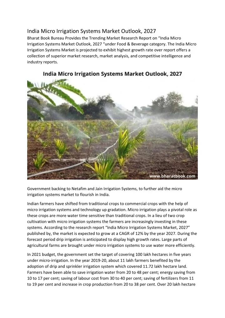 PPT - India Micro Irrigation Systems Market Outlook, 2027 PowerPoint ...