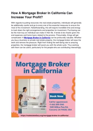 How A Mortgage Broker In California Can Increase Your Profit?