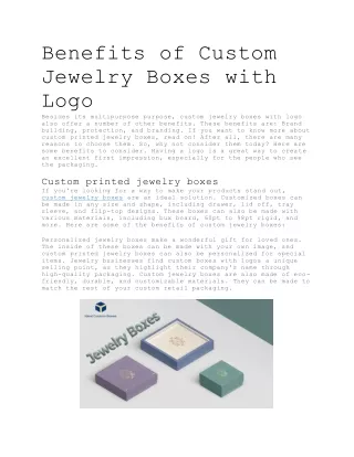 Custom Jewelry Packaging Boxes