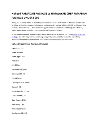 Naheed RAMADAN PACKAGE vs HIMALAYAN CHEF RAMADAN PACKAGE UNDER 5000