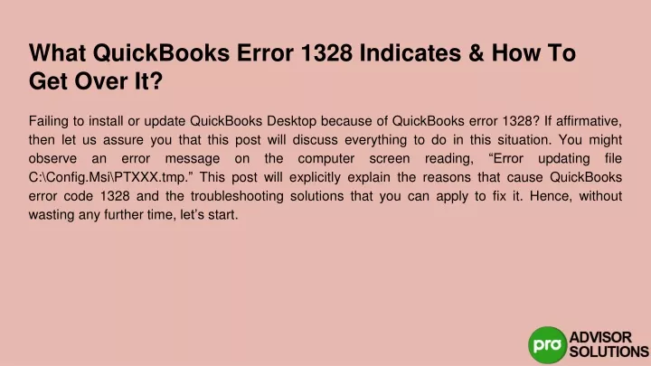 what quickbooks error 1328 indicates how to get over it