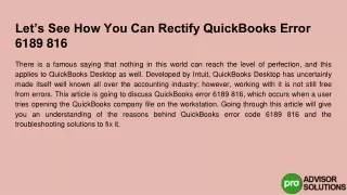 let s see how you can rectify quickbooks error 6189 816