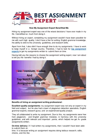 how my assignment expert benefitted me hiring